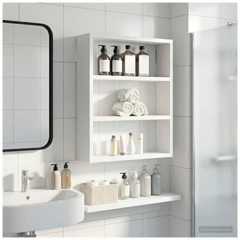 Armadio da bagno a muro con lo scaffale Bianco 40 x 10 x 50 cm - Foto 2
