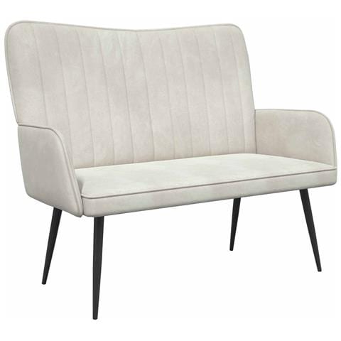 Sofa a Due Posti Crema 115 x 61 x 87 cm Velluto - Foto 1