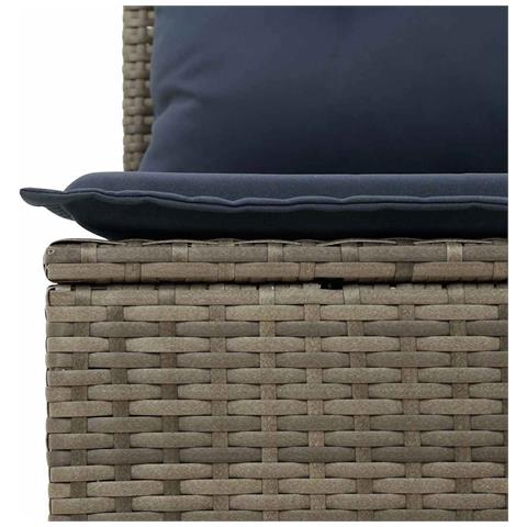 Set Divano da Giardino con cuscino 7 pcs Grigio Poly Rattan - Foto 9