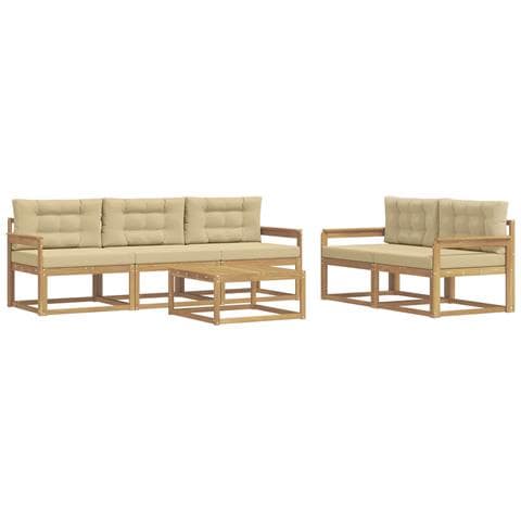 Set di divani da esterno con cuscino 6 pcs Bianco e Beige - Foto 1
