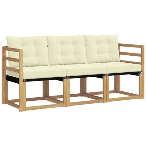 Set di divani da esterno con cuscino 3 pcs Bianco e Crema - Foto 1