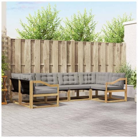 Set di divani da esterno 6 pcs Bianco e Grigio Chiaro - Foto 2
