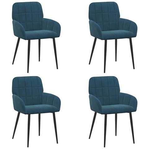 Sedie da pranzo 4 pcs Velluto (V) Blu 57 x 50 x 85 cm - Foto 1