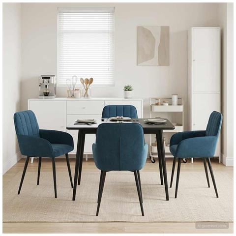 Sedie da pranzo 4 pcs Velluto (V) Blu 57 x 50 x 85 cm - Foto 2