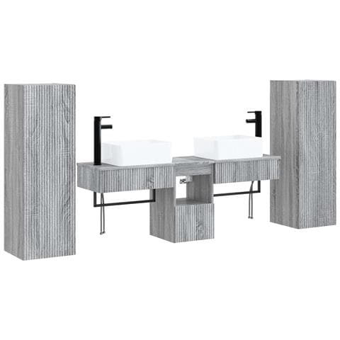 Set di mobili per il bagno 5 pz Sonoma grigio - Foto 1