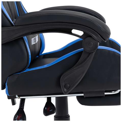 Sedia Da Gaming Con Poggiapiedi Blu E Nera In Similpelle - Foto 8