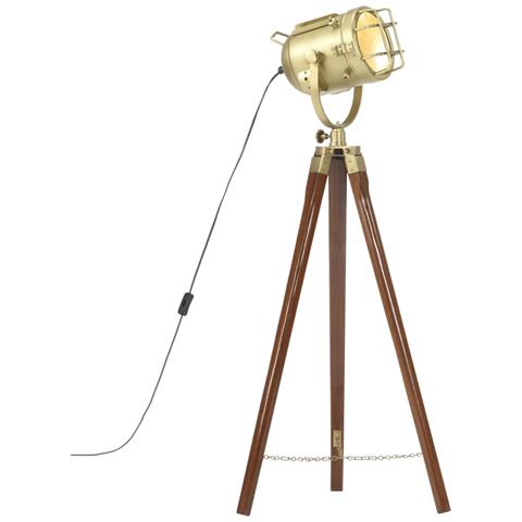 Lampada da Terra a Treppiede Legno Massello di Mango 97 cm - Foto 1