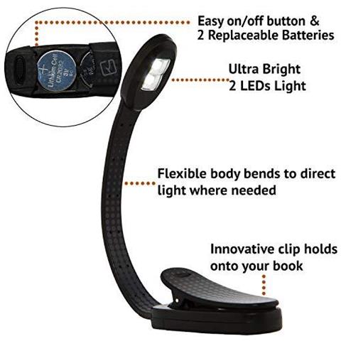 Flexilight Xtra Booklight Flessibile Della Clip Del Portable Led Di Lettura Regalo Dellamante Della Luce Del Libro (nero) - Foto 4