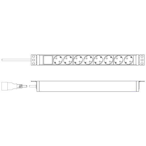 Digitus Presa Multipla Con Profilo In Alluminio, 8 Prese Munite Di Messa A Terra, Cavo Di Alimentazione Di 2 M, Spina Ie - Foto 2