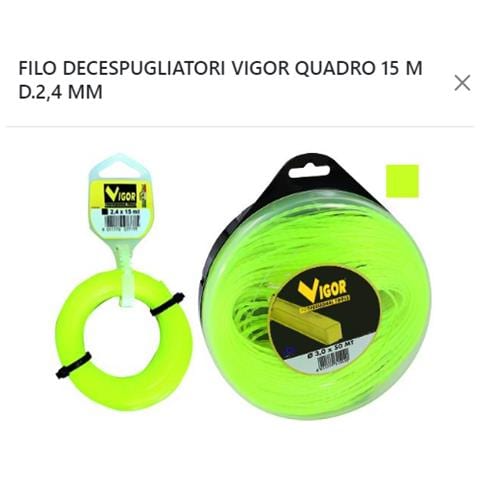 Filo Decespugliatori Vigor Quadro 15 M D. 2,4 Mm - Foto 1