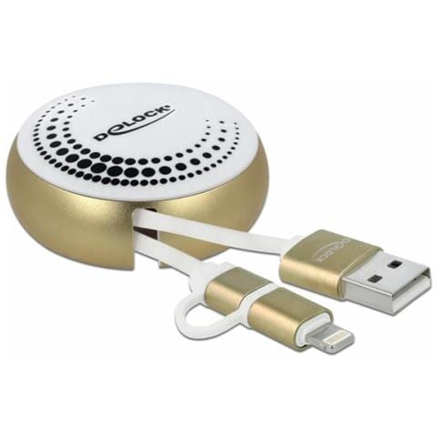 85820 Cavo Usb 92 M Usb 2.0 Usb A Micro-usb B /lightning Oro, Bianco - Foto 1