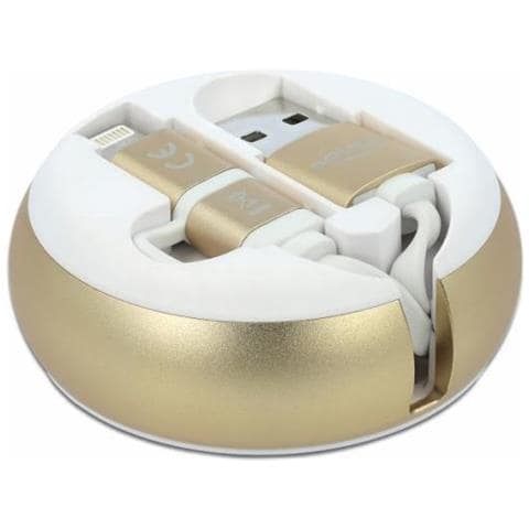85820 Cavo Usb 92 M Usb 2.0 Usb A Micro-usb B /lightning Oro, Bianco - Foto 2