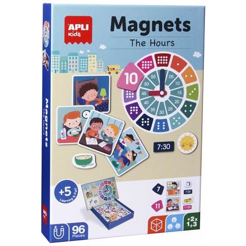 Gioco Magnetico Applicato Impara Le Ore - 1 Scenario Magnetizzato 28 X 18 Cm - 96 Nebbie Con Le Parti Dell'orologio - Foto 1