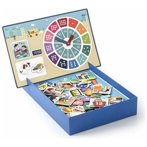 Gioco Magnetico Applicato Impara Le Ore - 1 Scenario Magnetizzato 28 X 18 Cm - 96 Nebbie Con Le Parti Dell'orologio - Foto 2