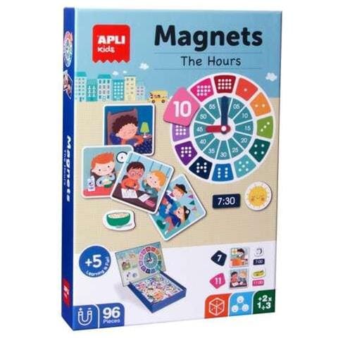 Gioco Magnetico Applicato Impara Le Ore - 1 Scenario Magnetizzato 28 X 18 Cm - 96 Nebbie Con Le Parti Dell'orologio - Foto 6