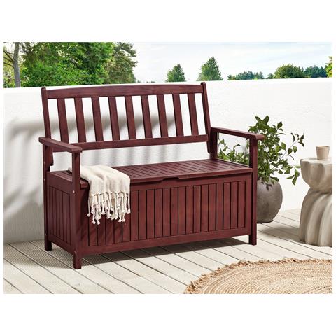 Panca Da Giardino Legno Di Acacia Rosso Mogano Con Vano Contenitore 120 Cm Sovana - Foto 1