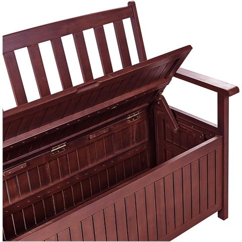 Panca Da Giardino Legno Di Acacia Rosso Mogano Con Vano Contenitore 120 Cm Sovana - Foto 8