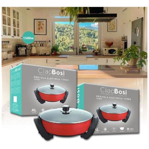 Trade Shop - Pentola Elettrica Padella Casseruola Tonda Antiaderente 30cm 1500w Cucina Tx-9809 - Foto 1