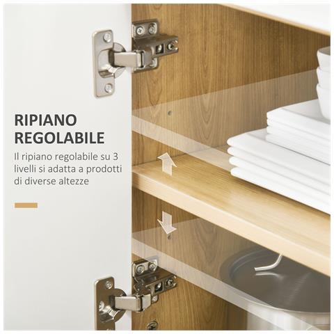 Mobiletto Per Microonde In Truciolato Con Ripiano Superiore, Cassetto Scorrevole E Armadietto, 58x40x118 Cm - Foto 2