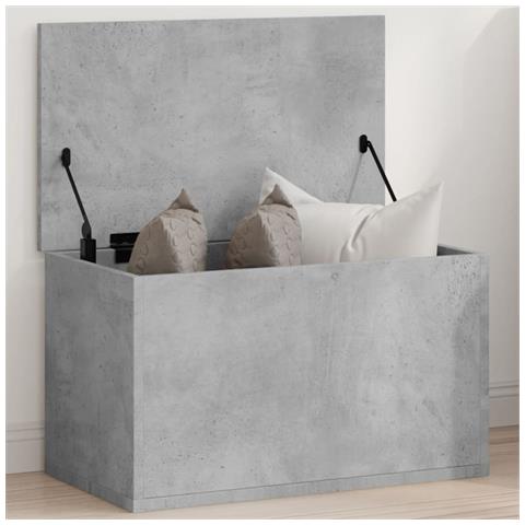 Contenitore Portaoggetti Grigio Cemento 60x35x35cm Truciolato - Foto 3