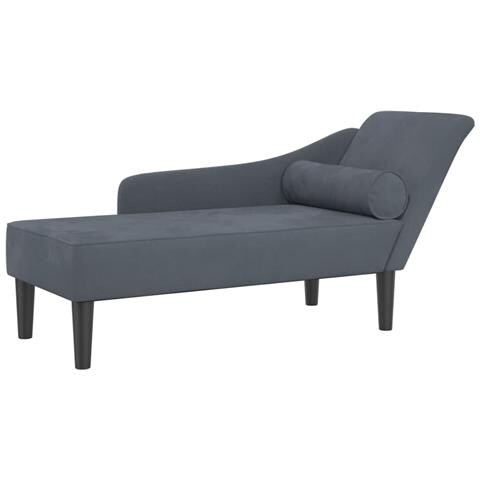 Chaise Longue con Cuscini Grigio Scuro in Velluto - Foto 2