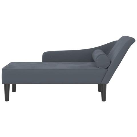 Chaise Longue con Cuscini Grigio Scuro in Velluto - Foto 3