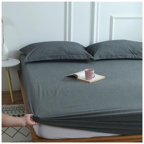 Lenzuolo Con Angoli In Cotone + 2 Federe Darkgrey S - Foto 1
