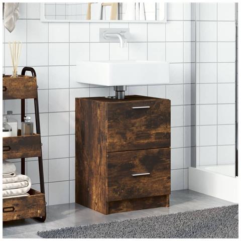Mobile Lavabo Rovere Fumo 80x33x60 Cm In Legno Multistrato - Foto 3