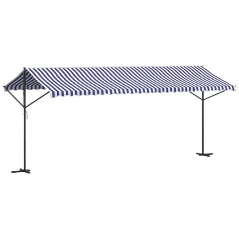 Tenda Da Sole Blu E Bianca 600x300 Cm In Tessuto E Acciaio - Foto 2