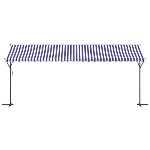 Tenda Da Sole Blu E Bianca 600x300 Cm In Tessuto E Acciaio - Foto 3