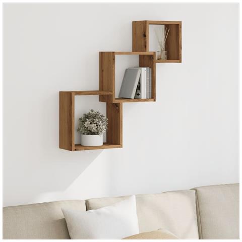 Mensole A Cubo Parete Artigianale 68x15x68 Cm Legno Multistrato - Foto 3