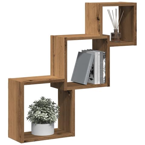 Mensole A Cubo Parete Artigianale 68x15x68 Cm Legno Multistrato - Foto 1