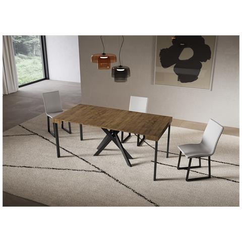 Consolle Allungabile 90x40/196 Cm Saki Small Noce Gambe Antracite - Foto 2