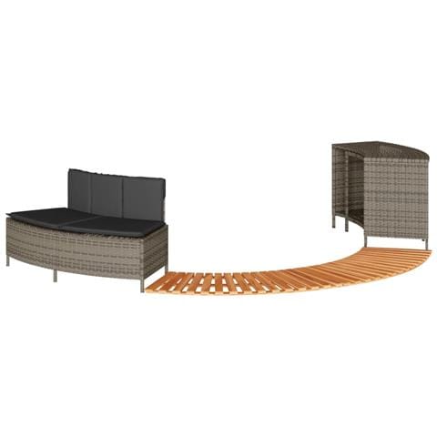 Bordo per Spa Grigio in Polyrattan e Legno Massello di Acacia - Foto 1