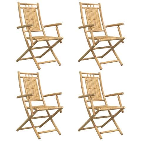 Sedie da Giardino Pieghevoli 4 pz 53x66x99 cm in Bamb? - Foto 2