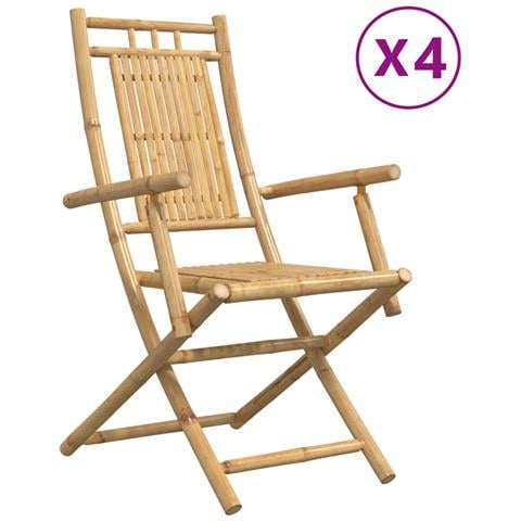Sedie da Giardino Pieghevoli 4 pz 53x66x99 cm in Bamb? - Foto 1