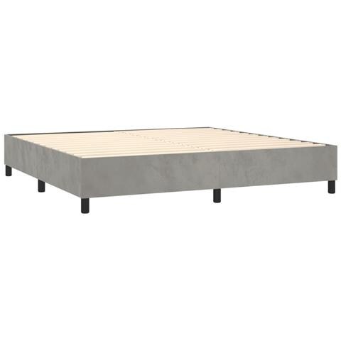 Letto a Molle Materasso e LED Grigio Chiaro 200x200 cm Velluto - Foto 2