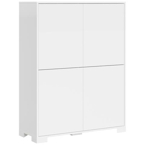 Credenza Alta 4 Ante 90x35x120 Cm Lumina Bianco Lucido - Foto 1