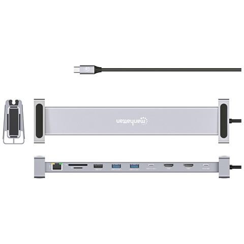 190398 replicatore di porte e docking station per laptop Cablato USB 3.2 Gen 1 (3.1 Gen 1) Type-C Grigio - Foto 2