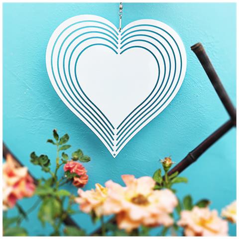 Girandola A Vento Cinetica 3d A Forma Di Cuore, 25 Cm X 25 Cm, Acciaio Inossidabile - Foto 5