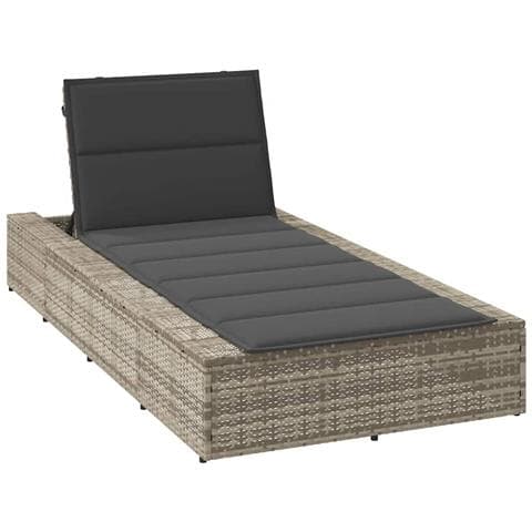 Lettino Con Cuscino Galleggiante Grigio Chiaro In Polyrattan - Foto 1