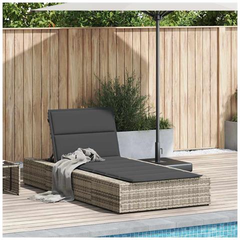 Lettino Con Cuscino Galleggiante Grigio Chiaro In Polyrattan - Foto 2
