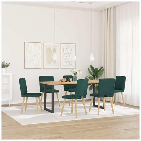 Sedie Da Pranzo 6 Pz Verde Scuro In Tessuto - Foto 2