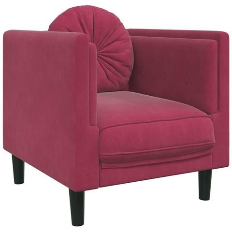 Lusso Casadino -  Poltrona Con Cuscino Rosso Vino In Velluto - Foto 1