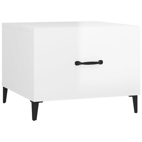 Lusso Casadino - Tavolino Salotto Con Gambe In Metallo Bianco Lucido 50x50x40cm - Foto 1