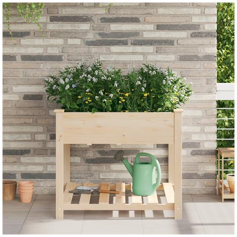 Vaso da giardino  con ripiano 90x90x76 cm in legno massello di abete - Foto 2