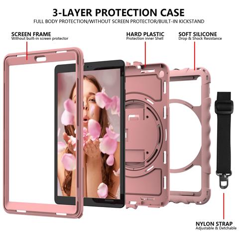 Custodia Per Samsung Galaxy Tab A 8.4"" Supporto E Tracolla Rosa - Foto 2