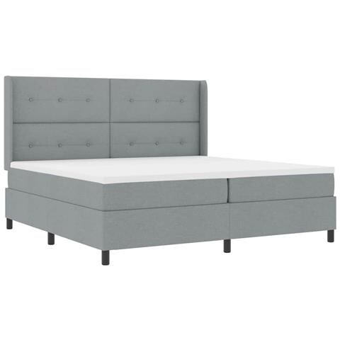 Letto a molle con materasso Grigio chiaro 200 x 200 cm Tessuto - Foto 1