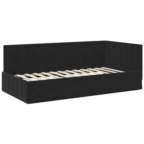 Cornice del letto ad angolo Nero 90 x 190 cm Velluto - Foto 1