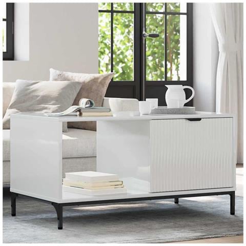 Tavolino da salotto Bianco lucido 90 x 49 x 46 cm - Foto 2